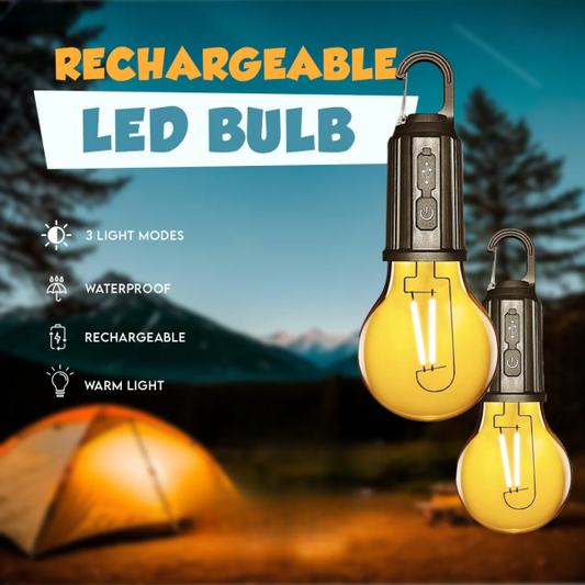 Rechargeable Led Lamp Bulb, Emergency Camping Lights With Clip Hook, Mini Portable Camping Light, Portable Camping Lantern With Hook, Outdoor Led String Bulb, Waterproof Type C Charging